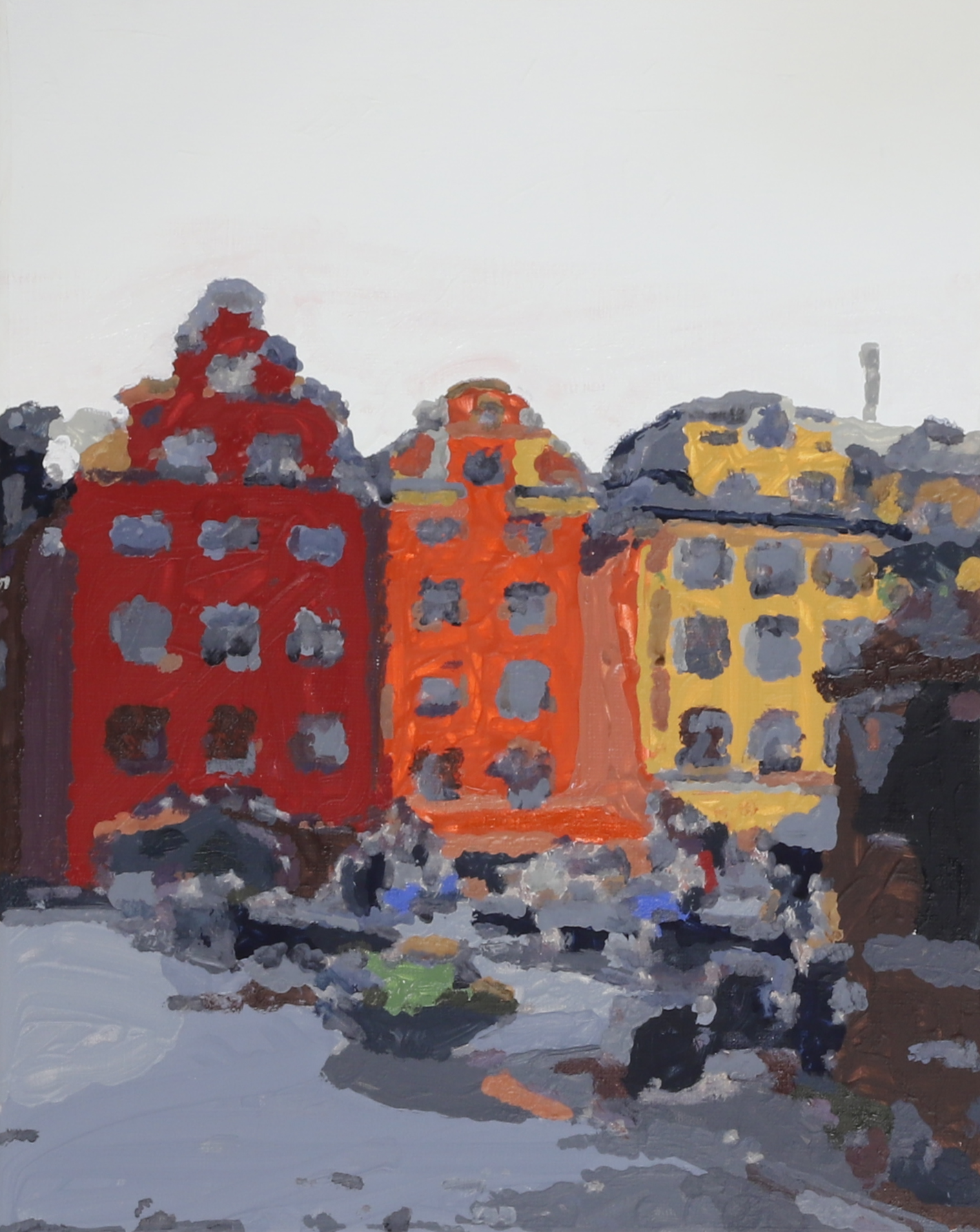 Historic red and yellow houses on Stortorget Square in&nbsp;Sweden